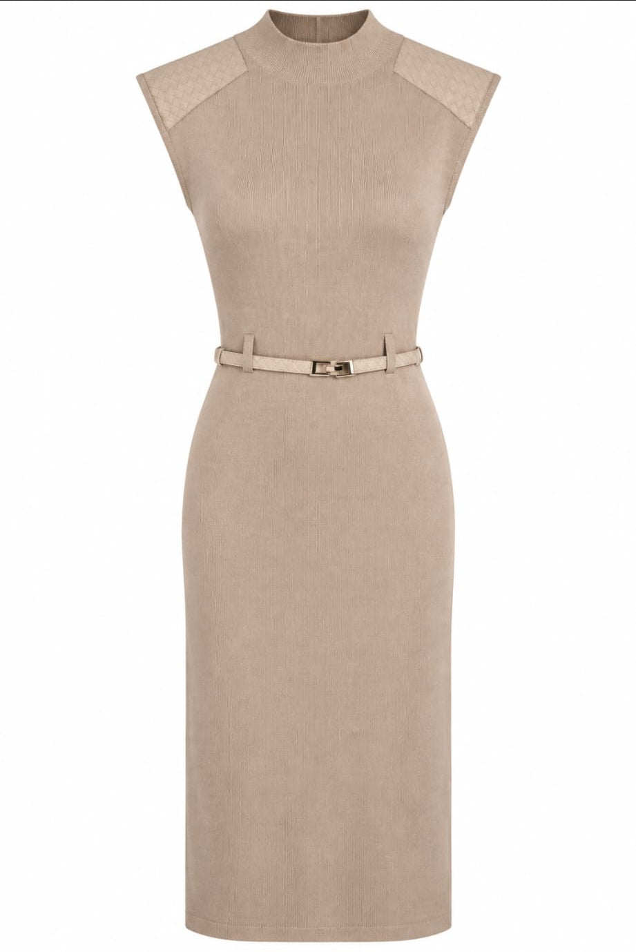 Vestido punto hombrera polipiel