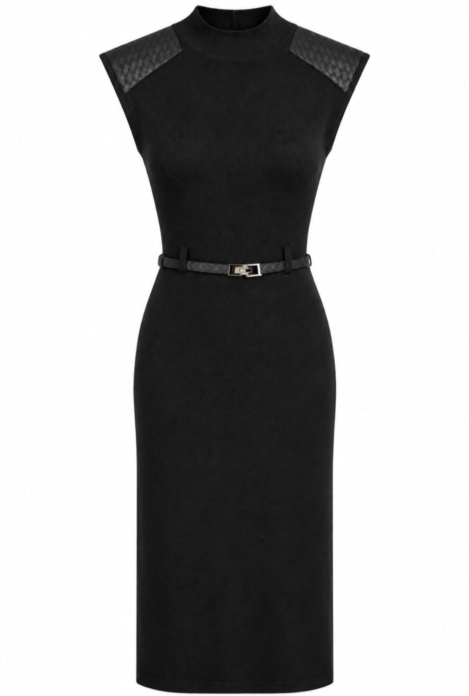 Vestido punto hombrera polipiel