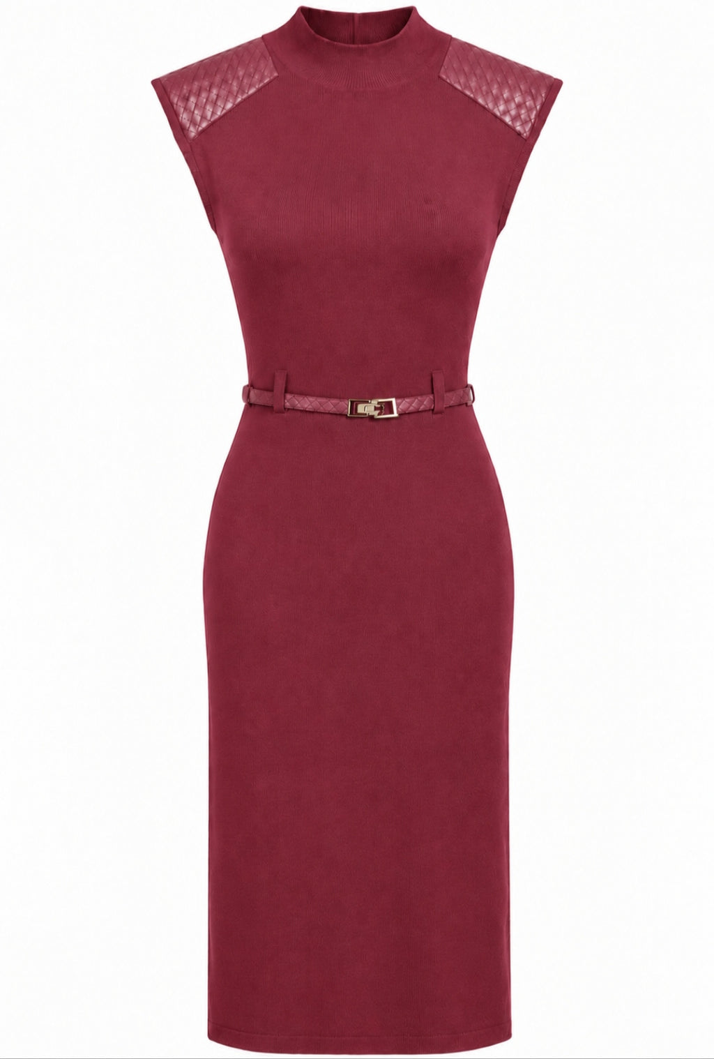 Vestido punto hombrera polipiel