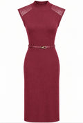 Vestido punto hombrera polipiel
