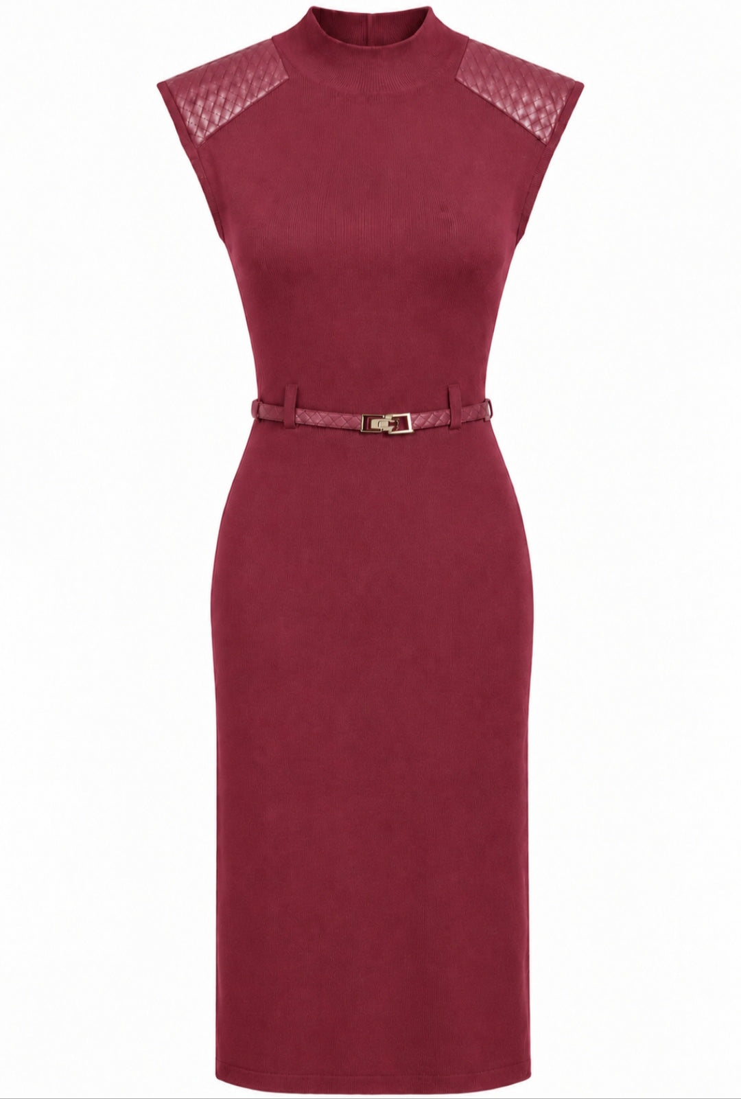 Vestido punto hombrera polipiel