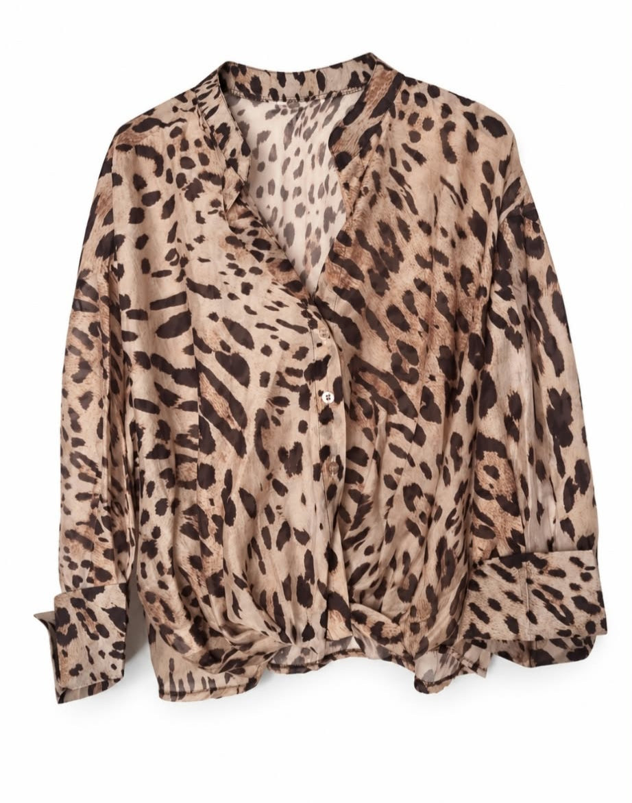 Camisa print enlazada beige