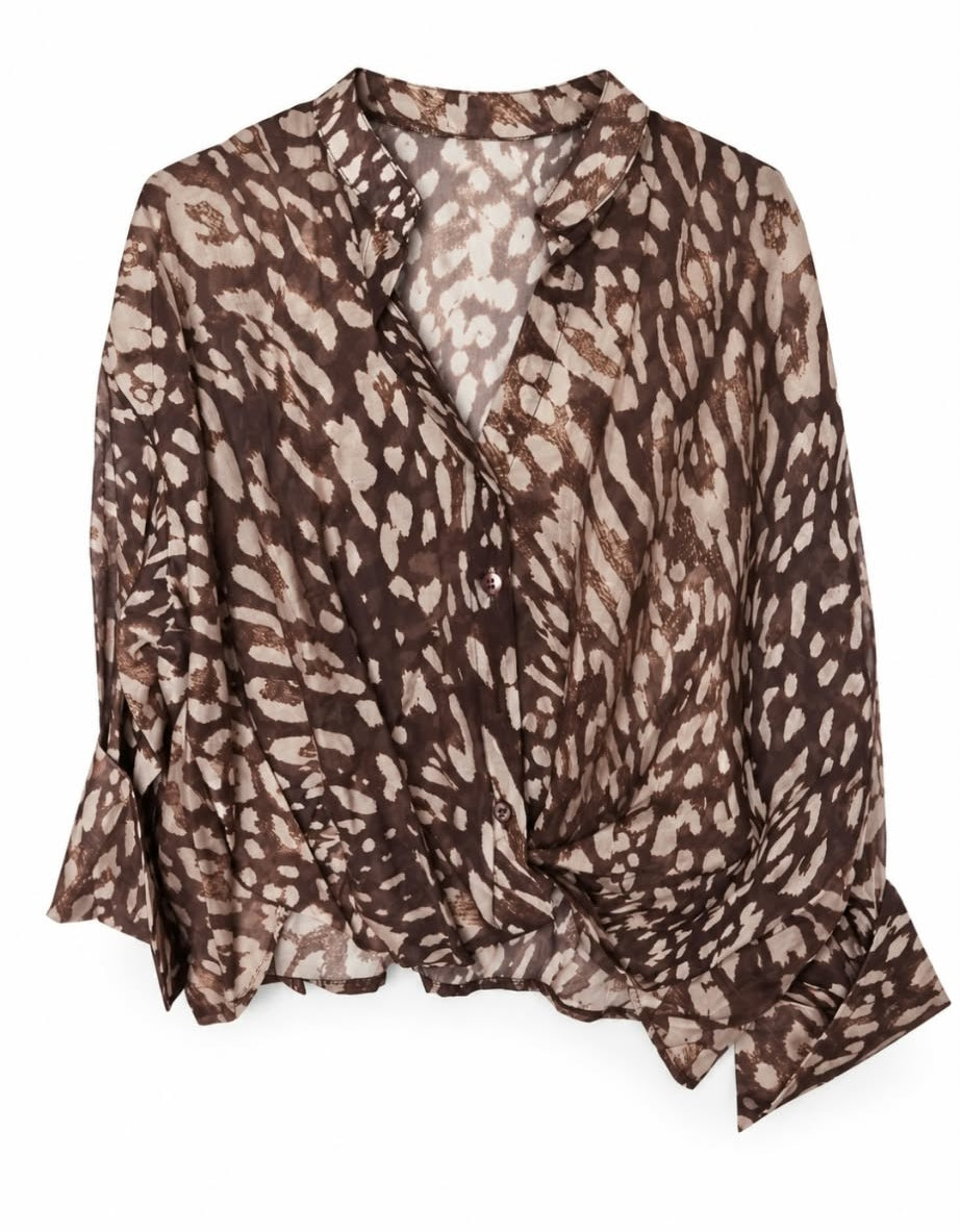 Camisa print enlazada marrón