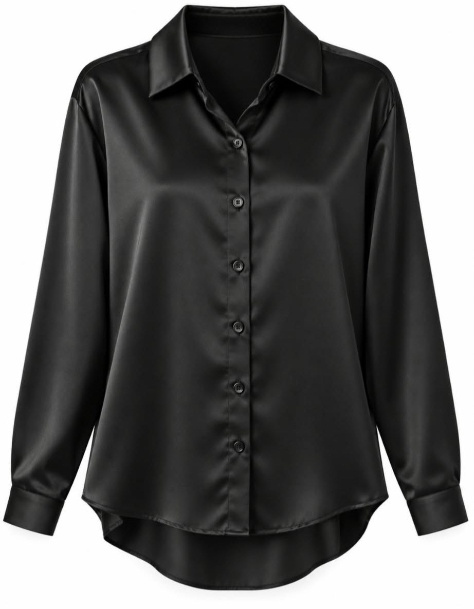 Camisa de satén negro