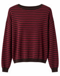 Jersey punto rayas bicolor chocolate/burdeos