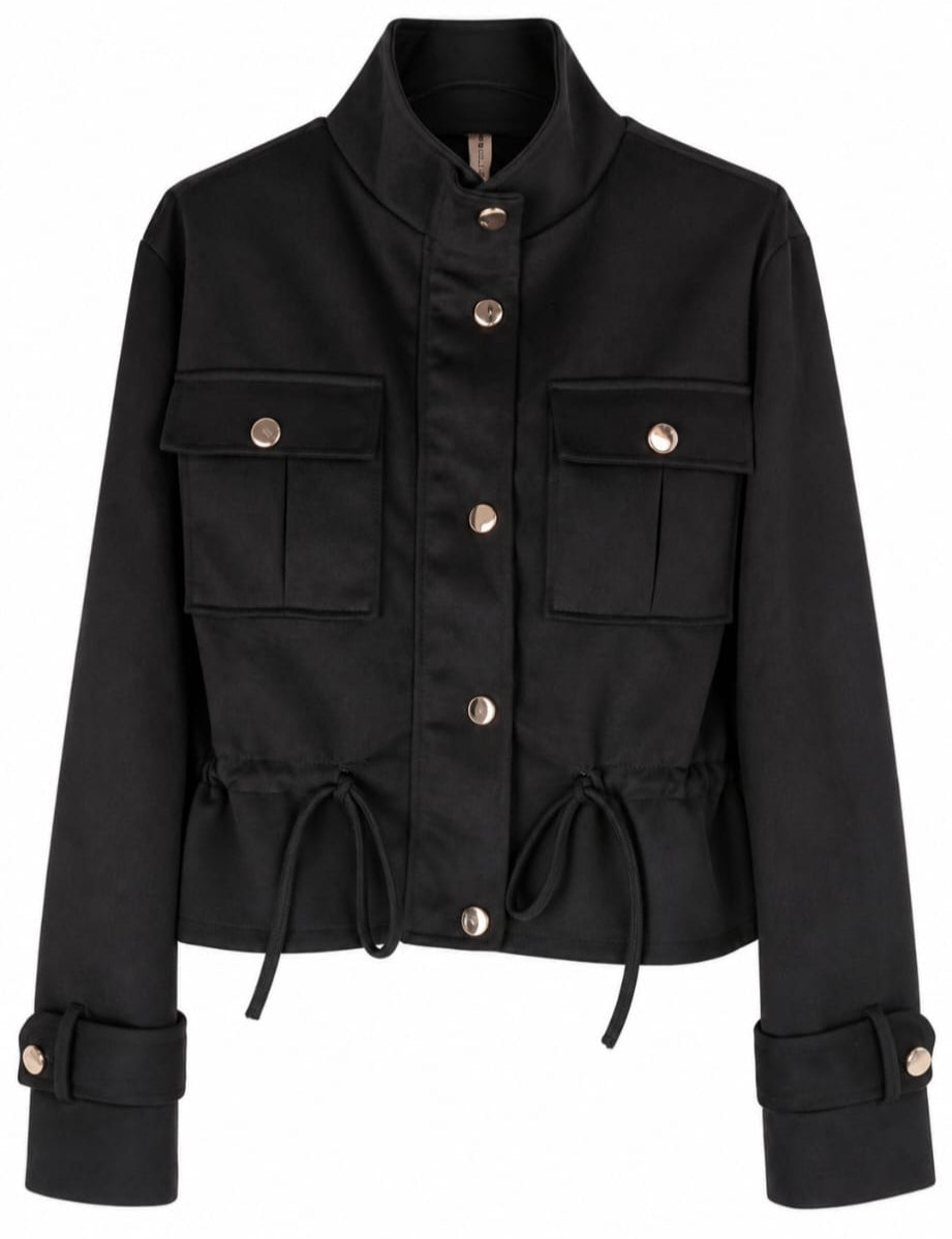 Chaqueta antelina rizada negro